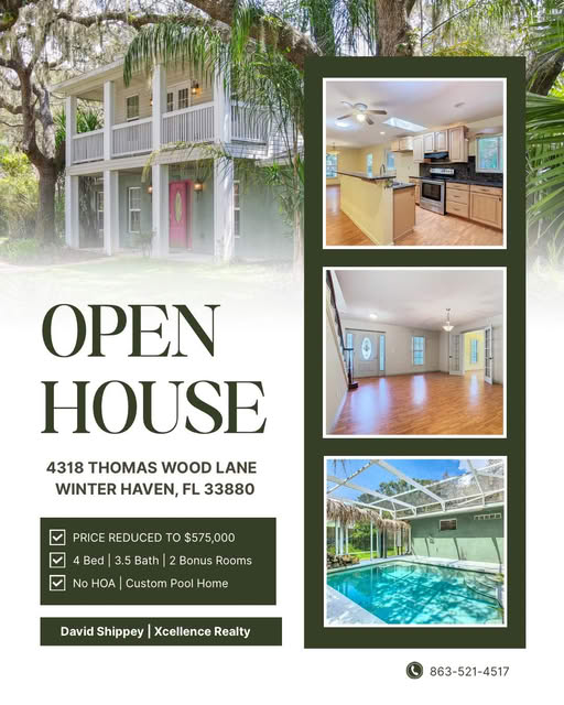 Open House 4318 Thomas Wood Ln E Winter Haven, FL 33880, Saturday 10/25/25 1pm-4pm